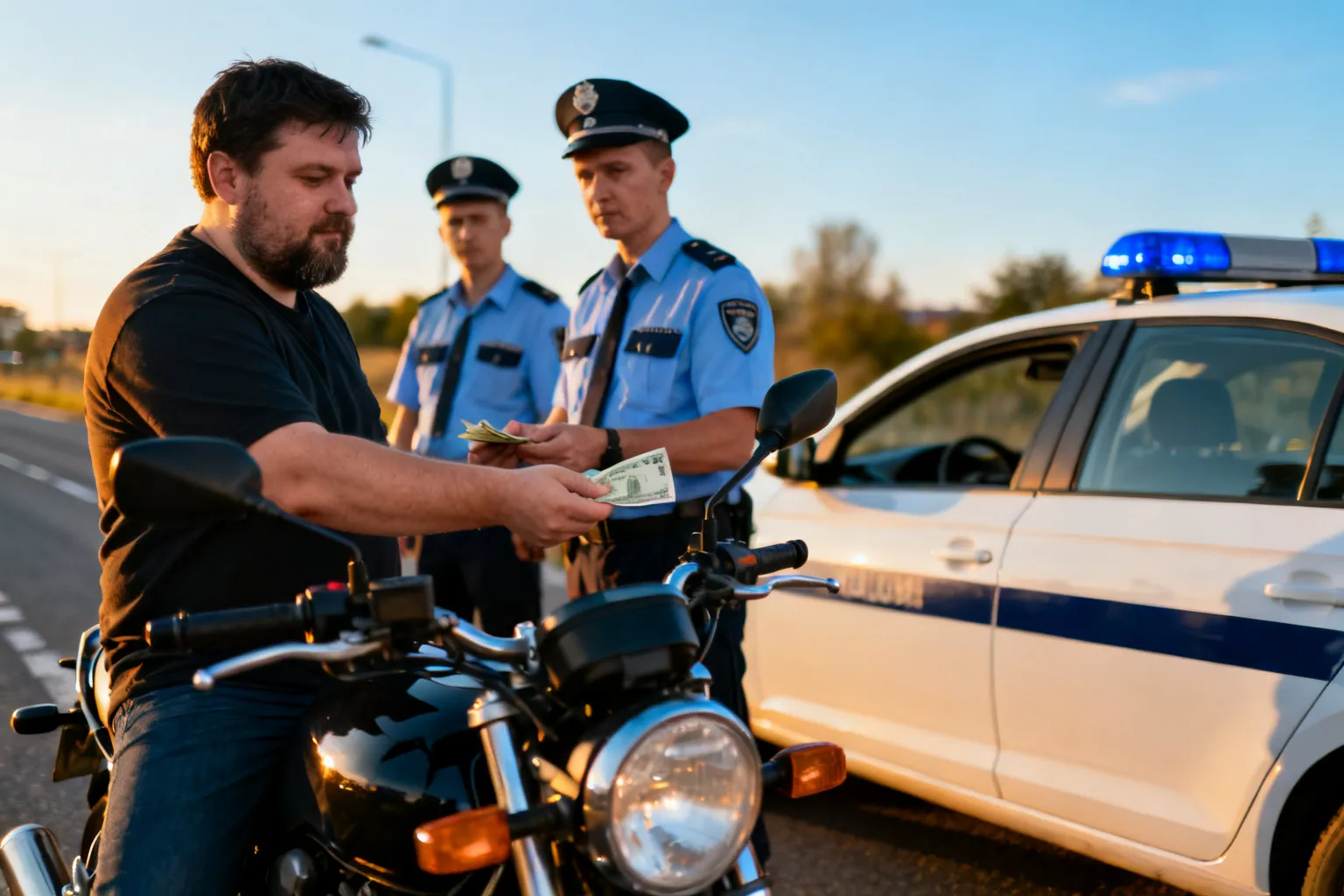 Motocyklista próbował przekupić policjantów po zatrzymaniu za prędkość