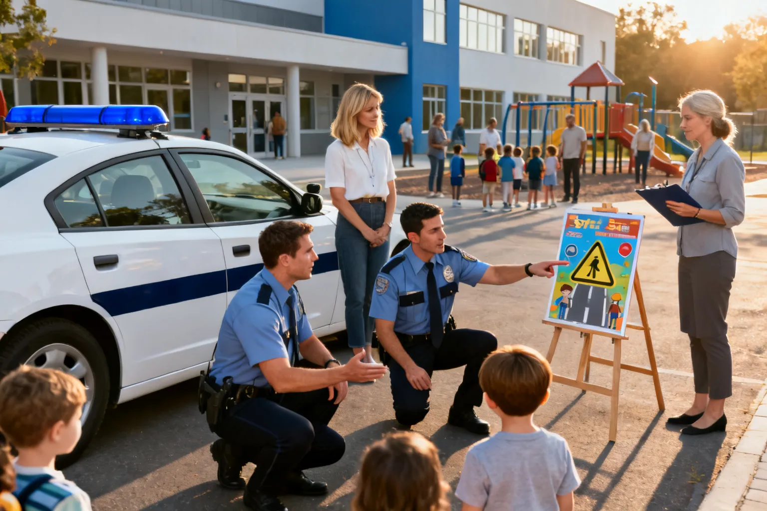 Policjanci ze Wrocławia przeprowadzili spotkania edukacyjne w szkołach i przedszkolu