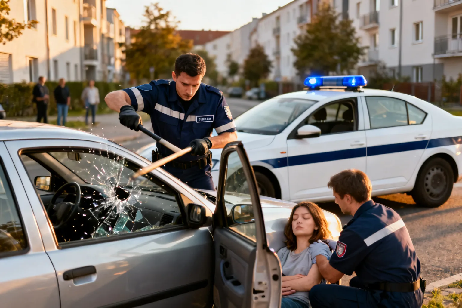Dzielnicowy wybił szybę i uratował nieprzytomną kierującą na Swojczycach